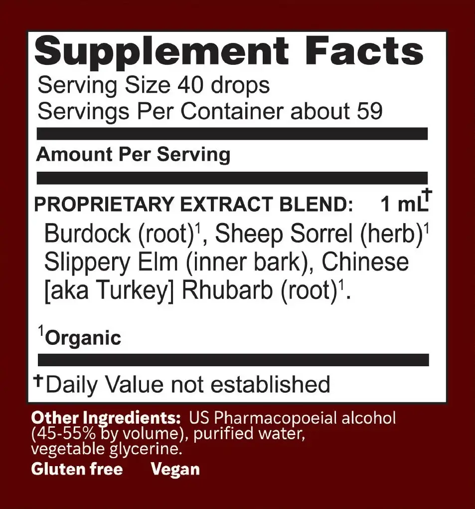Essiac Liquid Formula-label